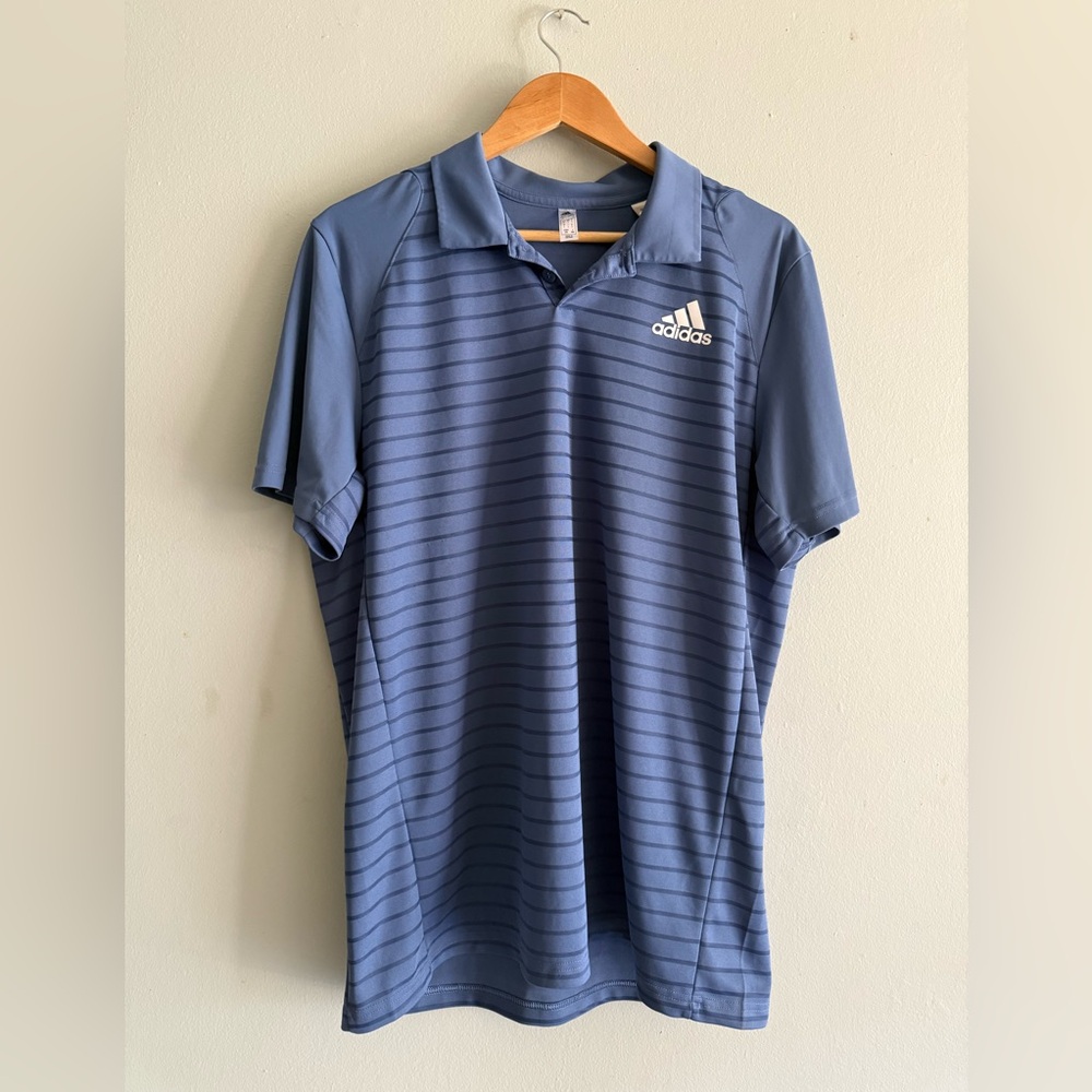Adidas Men's Striped Navy Polo Shirt size L